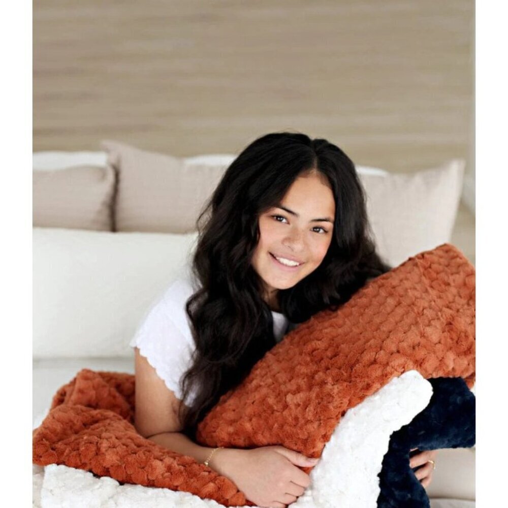 Minky Couture Blanket/travel blanket/foot blanket Waffle Honey/rust color baby
